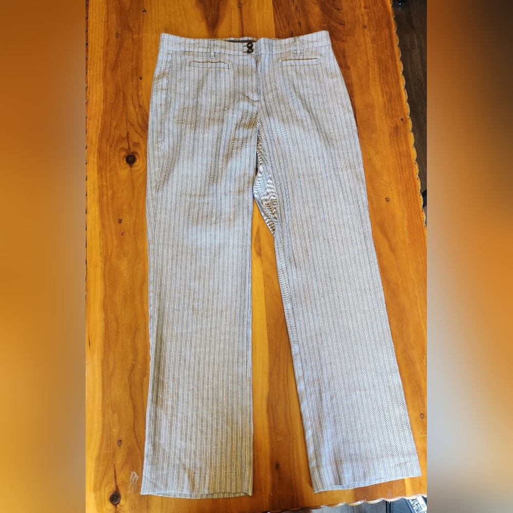 COPY - J. Jill Linen Stretch Grey Striped Pants Size 8